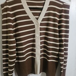 Gili Women's Brown and Cream Striped Cardigan
